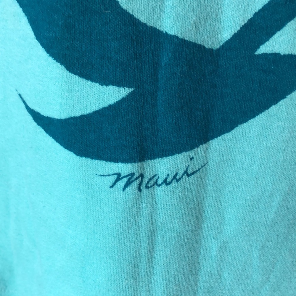 Vintage Hawaiian Teal Top with Bird Design - Picture 4 of 4